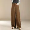 Calça simples versátil de cor sólida para mulheres, perna larga estreita, novidade outono 2026, cintura alta, fluida, afina, solta, casual, moderna