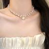 Collar de retrato de perla francesa para mujer 2024 nueva explosión camelia gargantilla cadena clavícula cadena de cuello de alto sentido