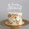 Cartão de Inserção para Bolo com Glitter de Papel Transfronteiriço com Quatro Cores Disponíveis para Festa de Aniversário Feliz Decoração de Bolo Sobremesa Cartão de Inserção