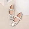 Mocasines Retro Calados Transpirables para Mujer, Nuevo 2026 Primavera/Verano, Puntera Cuadrada, Estilo Francés, Planos, de Suela Blanda