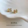 Pendientes de Plata de Ley con Zirconia Dorada Super Flash Letra H para Mujer 2025 Nuevas Joyas de Oreja Exquisitas de Alta Gama