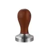 Compactador de Café com Cabo de Madeira, Compactador de Liga Eletrodepositada, Distribuidor de Pó, Ferramenta de Preenchimento de Pó 4951/53/58mm, Equipamento de Suporte