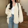 Cardigan Popular Kaning com Padrão de Casca de Árvore Jaqueta Curta 2026 Outono Nova Jaqueta Cardigan de Tricô Estilo Preguiçoso Feminino