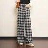 Pantalones de Cuadros Rectos para Mujer 2025 Nuevo Otoño Populares Pantalones de Mujer de Cintura Alta Adelgazantes Sueltos de Pierna Ancha Casuales Largos