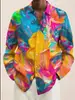 Camisa de Playa con Estampado 3D de Cruz Primavera Otoño Hawái Vacaciones de Terror Manga Larga Solapa Talla Extra Top para Hombre