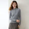 Otoño Nuevo Estilo Simple Cuello Medio Alto Un Botón Tejido de Cachemira para Mujer Ajuste Delgado Suéter Versátil