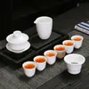 Dx7L Jade Grasa de Cordero Porcelana Blanca Juego de Té Lujo Accesible Taza de Té Kung Fu Taza de Té con Tapa para Recepción de Oficina