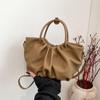 Vintage Plissado Pequena Bolsa Feminina 2025 Nova Moda Portátil Bolsa Balde High-end Elegante All-match Commuter Crossbody Bag