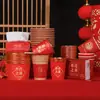 Tazones de Papel Rojos Desechables para Fiesta de Inauguración de Casa Mudándose a una Casa Nueva Buena Suerte Juego de Vasos de Papel Engrosados Tazones y Palillos para el Hogar