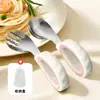 Cuchara para bebés que aprenden a comer solos, Cuchara de silicona con mango suave para alimentar, Juego de tenedor y cuchara para niños