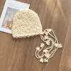 Gorro de Punto Hecho a Mano con Borlas de Ganchillo para Mujer, Cálido para Otoño e Invierno, Estilo Étnico para Viajes, Gorro de Lana con Protección para los Oídos, Versátil