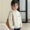Cardigan Suéter Versátil Novo para Primavera e Outono 2026 para Meninas, Jaqueta Tricotada de Outono Estilo Coreano com Zíper para Meninos
