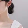 Nuevos Pendientes Sencillos de Círculo con Spinela Azul Claro y Corindón Rojo Moda Pequeños Frescos Pendientes de Circonita Verde Oliva para Mujer
