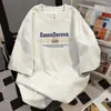 Camiseta Informal Holgada de Manga Corta con Estampado de Letras de Marca Moderna Estilo Coreano, Top Versátil Vintage Gris Claro Informal Perezoso