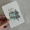 Par de Grampos de Cabelo Prata Azul Estrela Laço Amor Grampo Lateral Grampo para Franja Senso de Design Acessórios de Cabelo para Mulheres