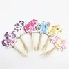 Decoraciones de Adornos para Pastel de Celebridad de Internet Unicornio Arcoíris Carrusel Pony Adornos Niña Princesa Mesa de Postres Enchufe