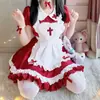 Exportado a Japón Lolita Azul Cielo Uniforme de Sirvienta Cruzada Femenina Disfraz de Sirvienta Falda Vestido de Jefa Femenina