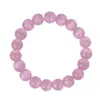 Pulseira de Cristal Pedra Olho de Gato Rosa para Mulheres, Apresentando um Design Fresco e Delicado de Cristal Olho de Gato Pedra da Lua Rosa Combinado com Contas Douradas de Areia