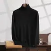 Suéter de Cachemira Doble Grueso Nuevo de Invierno para Hombre Cuello Alto Manga Larga talla extra Camisa Base Suéter de Color Sólido Ropa de Punto Casual