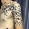 Adesivo de Tatuagem Meio Braço Estilo Japonês Colorido Flor no Peito Braço Impermeável Duradouro Realista Não Refletivo
