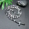 Amazonas Piedra Natural Colgante de Cruz Collar Piedra Ojo de Tigre Cruz Vesícula Biliar de Hierro Rosario para Hombres Collar Venta al por Mayor