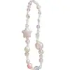Cordón rosa y blanco lindo estilo ins con estrellas, Cadena para teléfono de cuentas DIY, Colgante CCD, Accesorio de cadena para cámara, Correa antipérdida