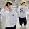 220g algodón puro peso pesado ropa infantil camiseta de niño manga larga otoño abrigo para niño grande manga corta camiseta interior
