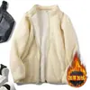 Primavera, Otoño, Invierno 2026 Chaqueta Abrigo Gruesa Cálida de Polar Compuesto de Doble Capa para Hombre con Cuello Alto de Tendencia