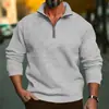 Sudadera Casual de Manga Larga con Media Cremallera y Cuello Alto de Color Sólido para Hombre, Popular Otoño e Invierno 2025 de Temu, Estilo Europeo y Americano