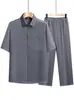 Camisa de seda helada para hombres de mediana edad, traje casual estilo chino, traje Tang fino de verano holgado para caballeros mayores