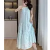 Vestido de Verano 2026 Perla sin Mangas Halter para Mujer Nuevo Estilo Francés Vestido de Vacaciones en la Costa Vestido de Tirantes para Vacaciones en la Playa