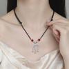 Collar de Seguridad de Plata Esterlina S999 para Mujer con Colgante de Ágata Roja Trenzada de Bendición, Cadena Clavicular Antigua Nueva Chinoiserie