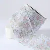 Fita de Chiffon Estampada com Flores Pequenas e Acabamento Headwear Acessórios de Cabelo Fita de Laço DIY Tira para Embalagem de Caixa de Presente Chapéu de Palha