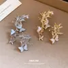 Brincos de Clipe Borboleta de Placa Assimétrica, Moda Europeia e Americana, Argolas de Orelha Simples Sem Furo, Brincos de Luxo Leve de Alta Qualidade Atacado