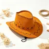 Sombrero de Vaquero Occidental Retro para Mujer, Primavera/Verano, Costura Única, Sombrero de Sol de Ala Ancha para Hombre, Sombrero para Senderismo y Montañismo al Aire Libre