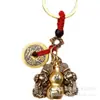 Latón Vintage Moneda de los Cinco Emperadores Doble Pixiu Calabaza Colgante Colgante Adornos Decorativos Cobre Zodiaco Llavero