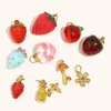 Pendente de Borboleta em Resina com Frutas de Cogumelo Gotejamento de Óleo Cruzado Europeu e Americano Zircônia Aço Inoxidável Banhado 18K Acessórios de Morango Personalidade