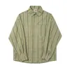 Camisa de manga longa listrada vertical simples, retrô, da marca trendy Rumeng, estilo japonês, para homens, outono, corte solto, casual, versátil para casais