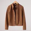 Nueva Chaqueta de Cuero Pequeña Estilo Coreano Haining para Mujer Primavera y Otoño Corta Ajustada Motocicleta Tallas Grandes Chaqueta de Cuero Gamuza