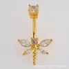 Nuevo Anillo para Ombligo con Circonita Incrustada de Cobre, Piercing para Ombligo de Mariposa, Anillo para Ombligo de Oso, Joyería de Acero Inoxidable para Piercing