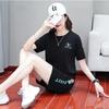 Conjunto de Verão Solto Emagrecedor de Duas Peças Feminino Moderno Novo Celebridade Cibernética Redutor de Idade Casual Moda Manga Curta Shorts Roupa Esportiva