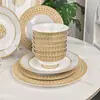 Juego de Vajilla de Porcelana Fina de Lujo Europeo Aijia de 28 Piezas Carruaje Dorado Platos, Tazones y Cucharas para el Hogar Casa Nueva Regalos