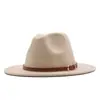 Sombrero de Sol para Exteriores Clásico Fieltro Fedora Ala Ancha Moda Sombrero Jazz con Hebilla de Cinturón