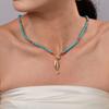 Moda Transfronteriza Collar Colorido con Cuentas Acero Titanio DIY Colgante de Pez Dorado Aretes Colgante Turquesa Cadena Clavícula Collar para Mujer