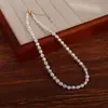Natural de água doce colar de pérolas moda feminina barhaoke clavícula cadeia nicho design 14K ouro colar cadeia suéter cadeia