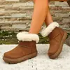 Estilo transfronteiriço Europeu e Americano botas de neve de sola grossa femininas 2026 inverno comércio exterior tamanho grande laço pelúcia interna abertura sapatos de algodão