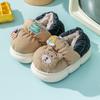 Pantufas de algodão para bebês, pantufas de desenho animado de urso, forradas com lã, sapatos de algodão para bebês, sapatos de salto alto para meninos, sapatos internos