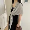 Chal Triangular de Punto Calado de Color Sólido Estilo Coreano para Mujer, Ropa de Abrigo de Moda Europea de Verano para Habitaciones con Aire Acondicionado