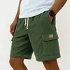 2026 Novos Shorts Masculinos de Veludo Listrados Versáteis de Tamanho Grande com Cordão Lateral, Bolsos Duplos Laterais e Etiqueta de Couro