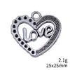 25x25mm 2.1g Plata Antigua Joyería Accesorios Aleación DIY Colgante Corazón de Amor